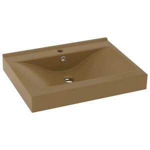 vidaXL Luxury Basin with Faucet Hole Matt Cream 60x46 cm Ceramic