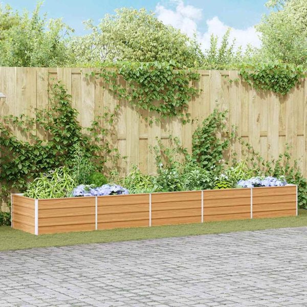 vidaXL Garden Raised Bed Light Brown 400 x 80 x 45 cm Galvanised Steel