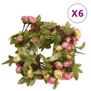 vidaXL Flower Garlands 6 pcs Pink 215 cm