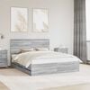 vidaXL Bed Frame with Headboard Grey Sonoma 160 x 200 cm Engineer Wood
