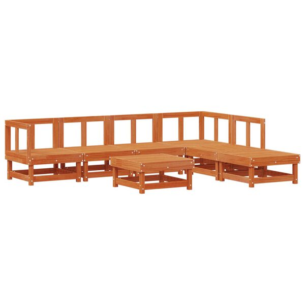 vidaXL Garden Lounge Set 7 pcs Wax Brown Solid Pine Wood