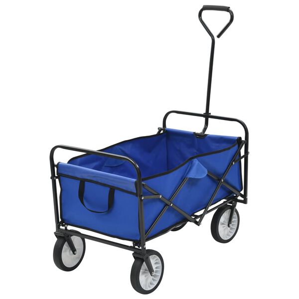vidaXL Folding Hand Trolley Steel Blue