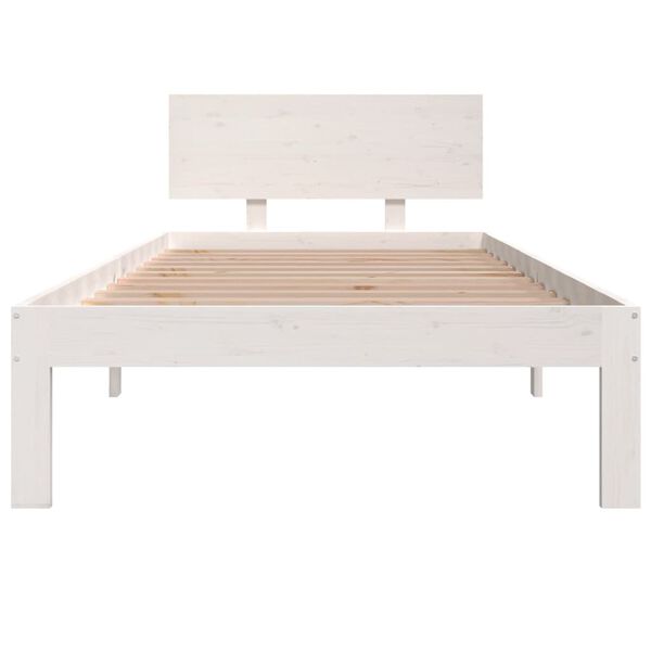 vidaXL Bed Frame without Mattress White Solid Wood Pine 90x200cm