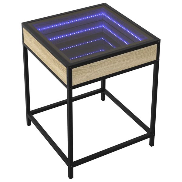 vidaXL Bedside Table with Infinity LED Sonoma Oak 40x40x51 cm