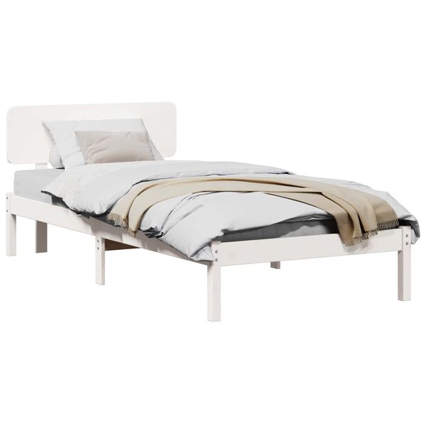 vidaXL Bed Frame with Headboard White 80 x 200 cm Solid Pine Wood