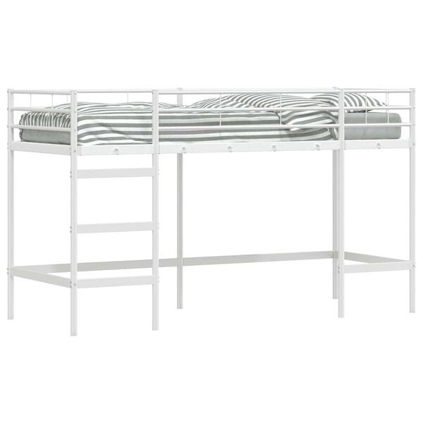 vidaXL Kids'Loft Bed Frame White 90 x 190 cm Steel