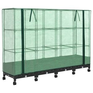 vidaXL Garden Planter with Greenhouse Cover&Wheels 4 pcs Black PP