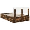 vidaXL Bed Frame with Drawer Smoked Oak 135 x 190 cm Engineered Wood