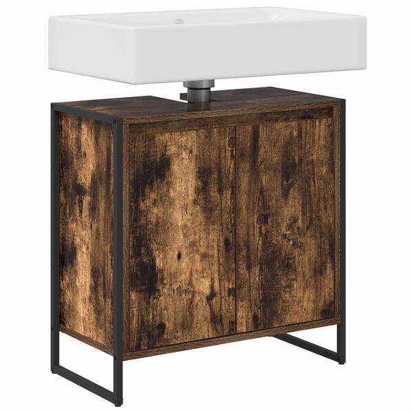 vidaXL Bathroom Cabinet Smoke Oak 60 x 30 x 60 cm Engineered Wood