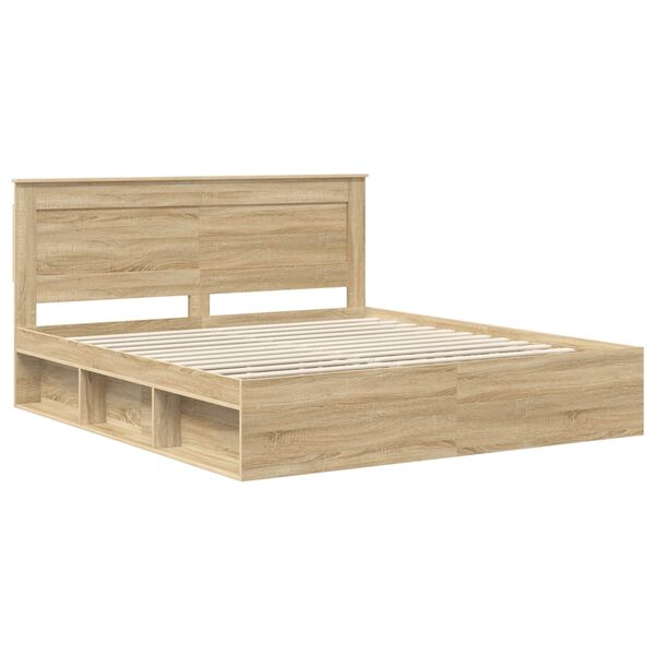 vidaXL Bed Frame with Headboard Sonoma 180 x 200 cm Solid Pine Wood