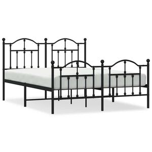 vidaXL Metal Bed Frame without Mattress with Footboard Black 150x200cm
