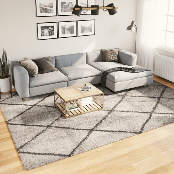 vidaXL Shaggy Rug PAMPLONA High Pile Modern Beige and Anthracite 240x340 cm
