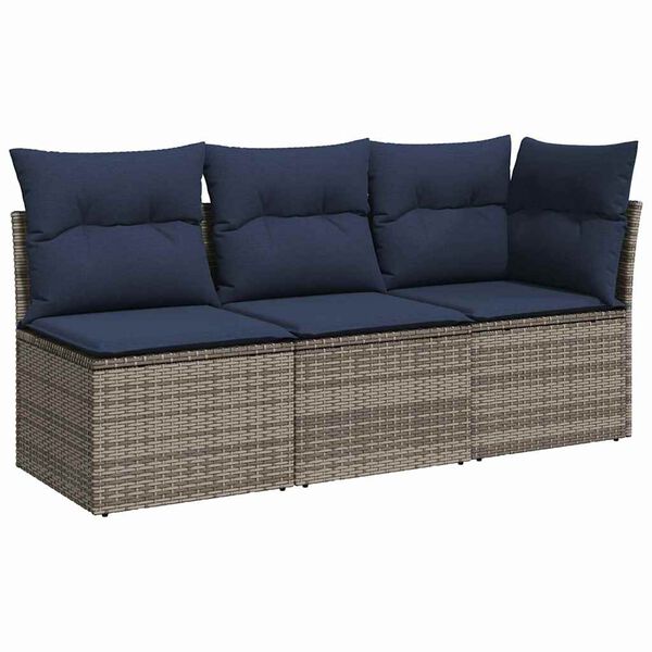 vidaXL Garden Sofa with Cushion 8 pcs Grey and beige Poly rattan