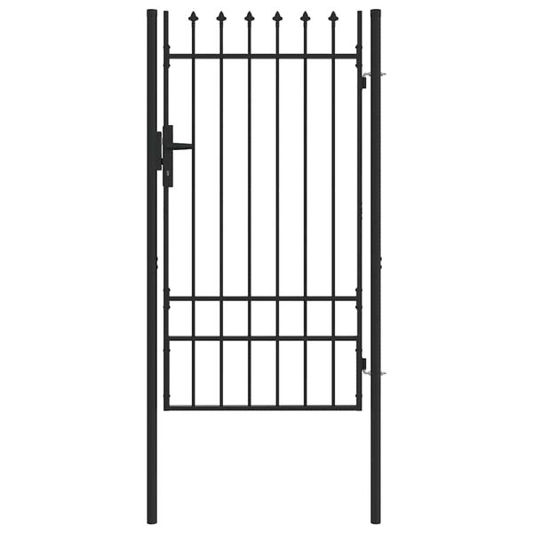 vidaXL Fence Gate with Lock Grey 103 x 225 cm Powder-Coated Steel