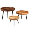 vidaXL Table Set 3 Pieces Solid Mango Wood and Steel