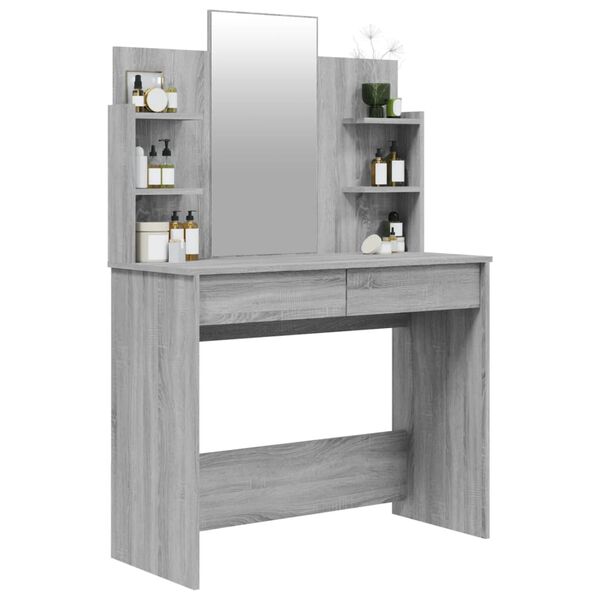 vidaXL Dressing Table with Mirror Grey Sonoma 96x40x142 cm