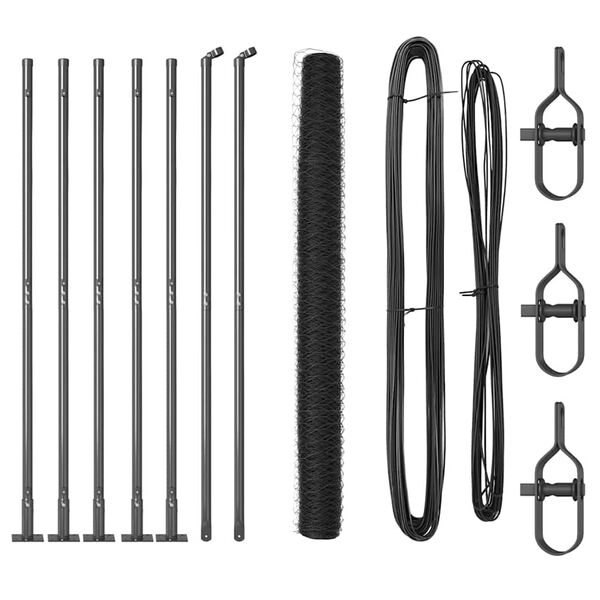 vidaXL Fence Post Grey 10 x 1.6 m (36 mm mesh) Steel and PVC