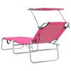 vidaXL Sun Lounger Folding 2-person 2 pcs Pink 58 x 188 x 77cm Fabric