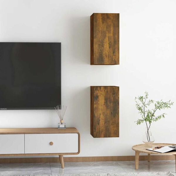 vidaXL TV Cabinets 2 pcs Smoked Oak 30.5x30x60 cm Engineered Wood