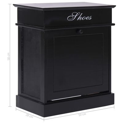 vidaXL Shoe Cabinet Black 50x28x58 cm Paulownia Wood
