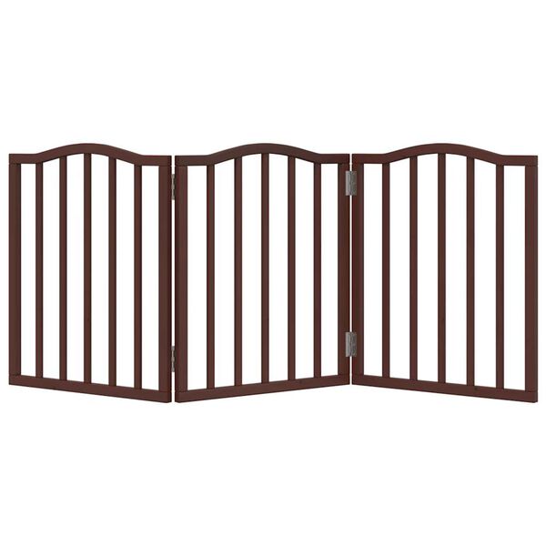 vidaXL Dog Gate Foldable 3 Panels Brown Oak 150 cm&nbsp;Poplar Wood