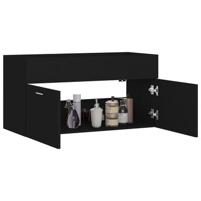 vidaXL Sink Cabinet Black 90x38.5x46 cm Engineered Wood
