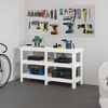vidaXL Work Bench with Shelf White 142.5 x 50 x 80 cm Solid Pine Wood