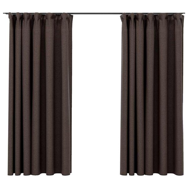 vidaXL Linen-Look Blackout Curtains with Hooks 2 pcs Taupe 140x175 cm