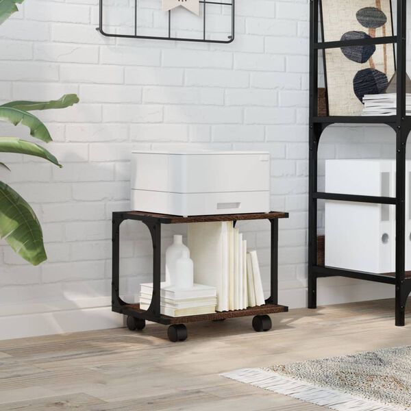 vidaXL Printer Stand 2-Tier Brown Oak 41x28x33.5 cm Engineered Wood
