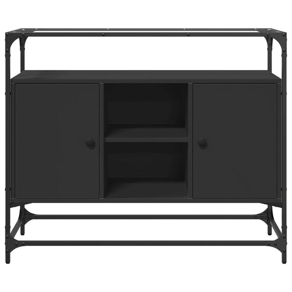 vidaXL Sideboard with Glass Top Black 98x35x81 cm Engineered Wood