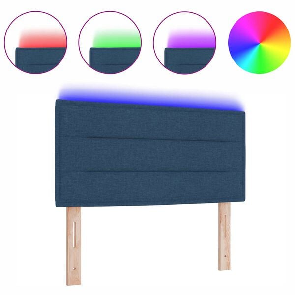 vidaXL LED Headboard with LED Strip Lights Blue 100 cm Polyester