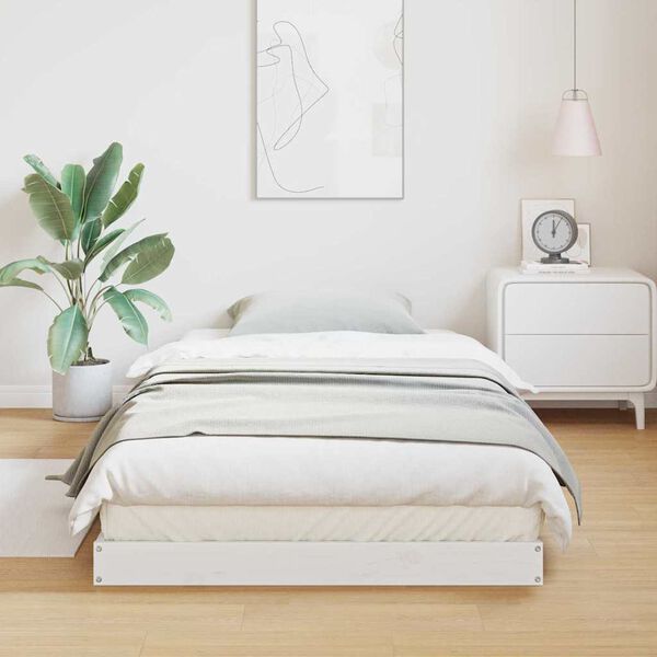 vidaXL Floor Bed Frame White 213.5 x 84 x 9 cm Solid Pine Wood