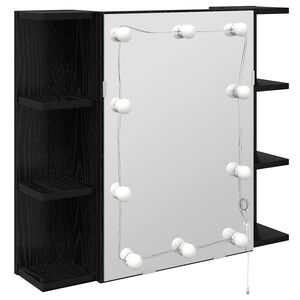 vidaXL Mirror Cabinet Black Oak 70 x 16.5 x 60 cm Engineered Wood