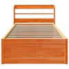vidaXL Bed Frame with Headboard Wax Brown 100x200 cm Solid Wood Pine