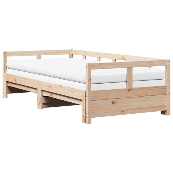 vidaXL Daybed with Trundle and Mattresses 90x190 cm Solid Wood Pine