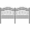 vidaXL Garden Fence KAMPEN" with Spear Top Black 240x100 cm Steel
