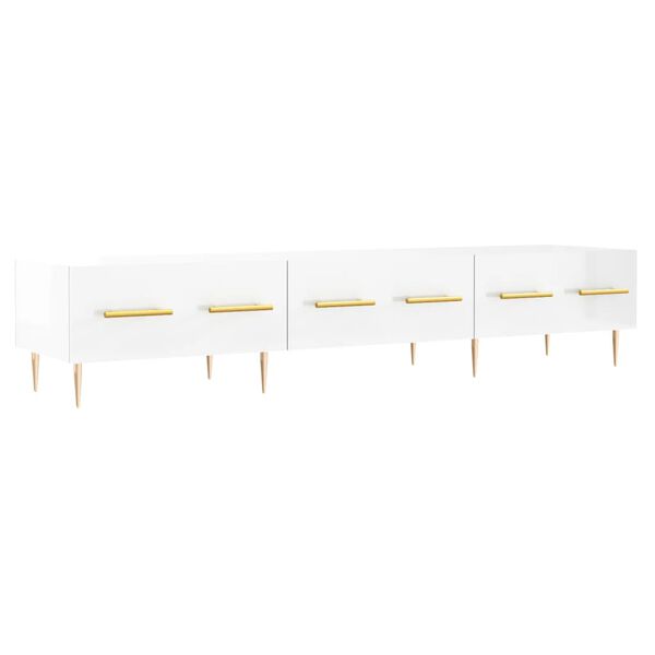 vidaXL TV Cabinet High Gloss White 150x36x30 cm Engineered Wood