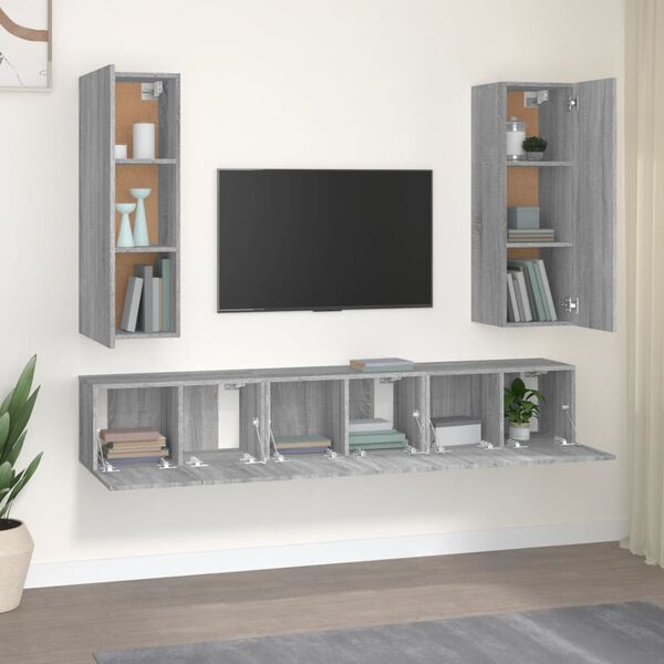 vidaXL 5 Piece TV Cabinet Set Grey Sonoma Engineered Wood