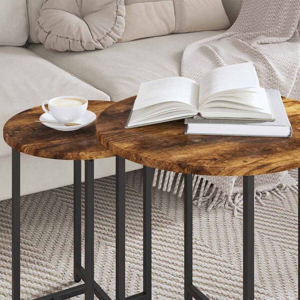 vidaXL Side Table Set 2 pcs Smoked Oak and Black