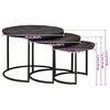 vidaXL Nesting Coffee Tables 3 pcs Black Solid Mango Wood and Steel