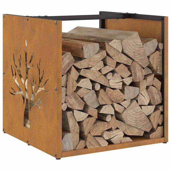 vidaXL Firewood Rack 40x40x40 cm Weathering Steel