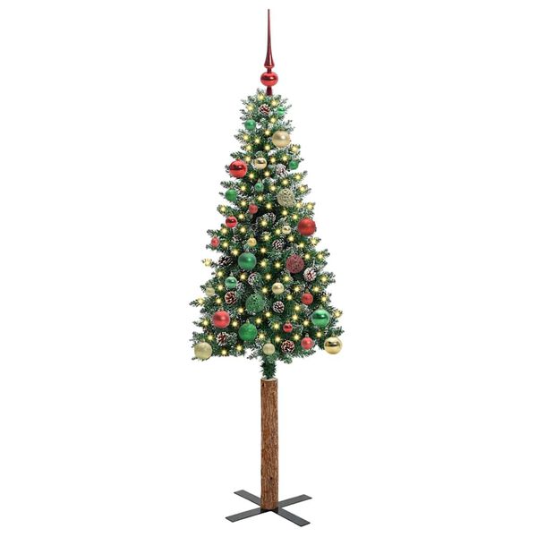 vidaXL Slim Christmas Tree Green 150 cm PVC and Solid Pine wood