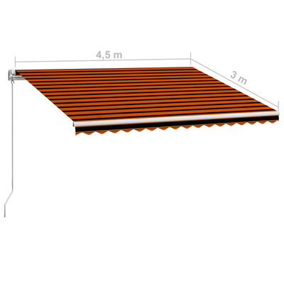 vidaXL Manual Retractable Awning 450x300 cm Orange and Brown