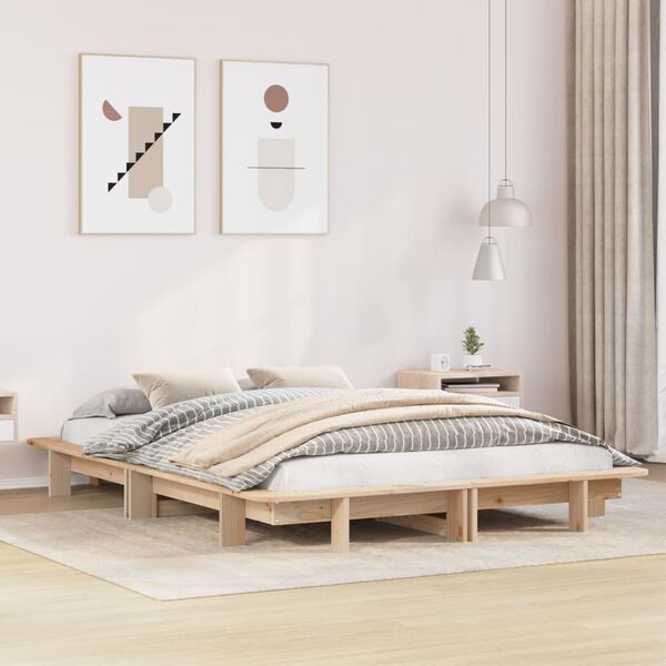vidaXL Bed Frame without Mattress 120x190 cm Small Double Solid Wood Pine
