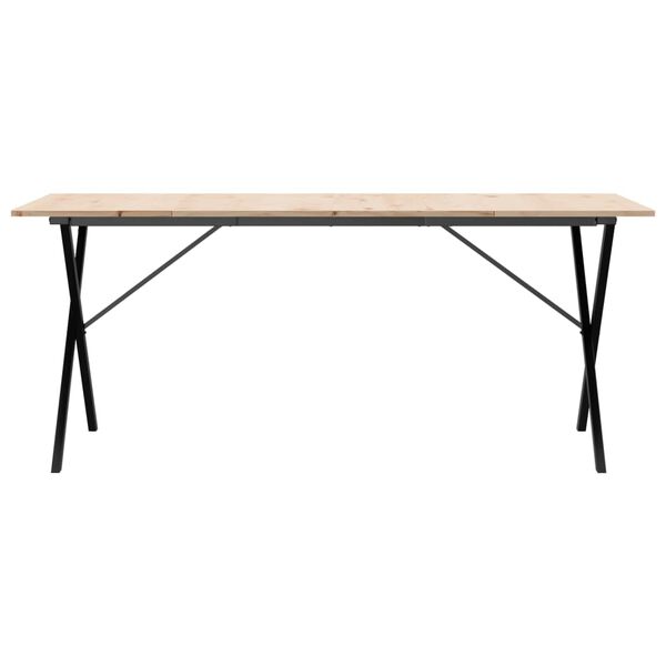 vidaXL Dining Table X-Frame 180x90x75 cm Solid Wood Pine and Steel