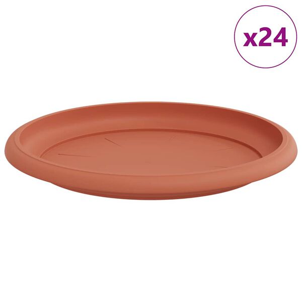 vidaXL Round Flower Tray 24 pcs Brick Red &Oslash; 17.5 x 2 cm Plastic