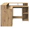 vidaXL Desk with LED Lights Artisian Oak 130x130x91 cm Engineered Wood