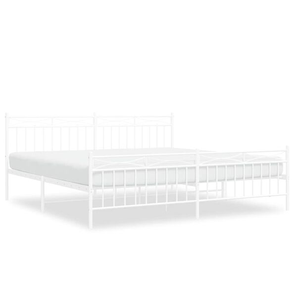 vidaXL Metal Bed Frame without Mattress with Footboard White 193x203cm