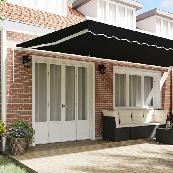 vidaXL Retractable Awning Black 600 x 300 cm Polyester and Aluminium