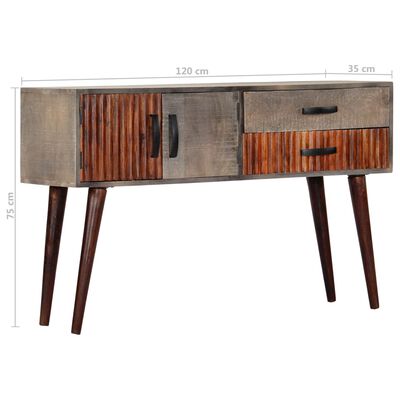 vidaXL Console Table Grey 120x35x75 cm Solid Rough Mango Wood